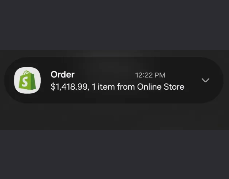 $1,418 single order notification